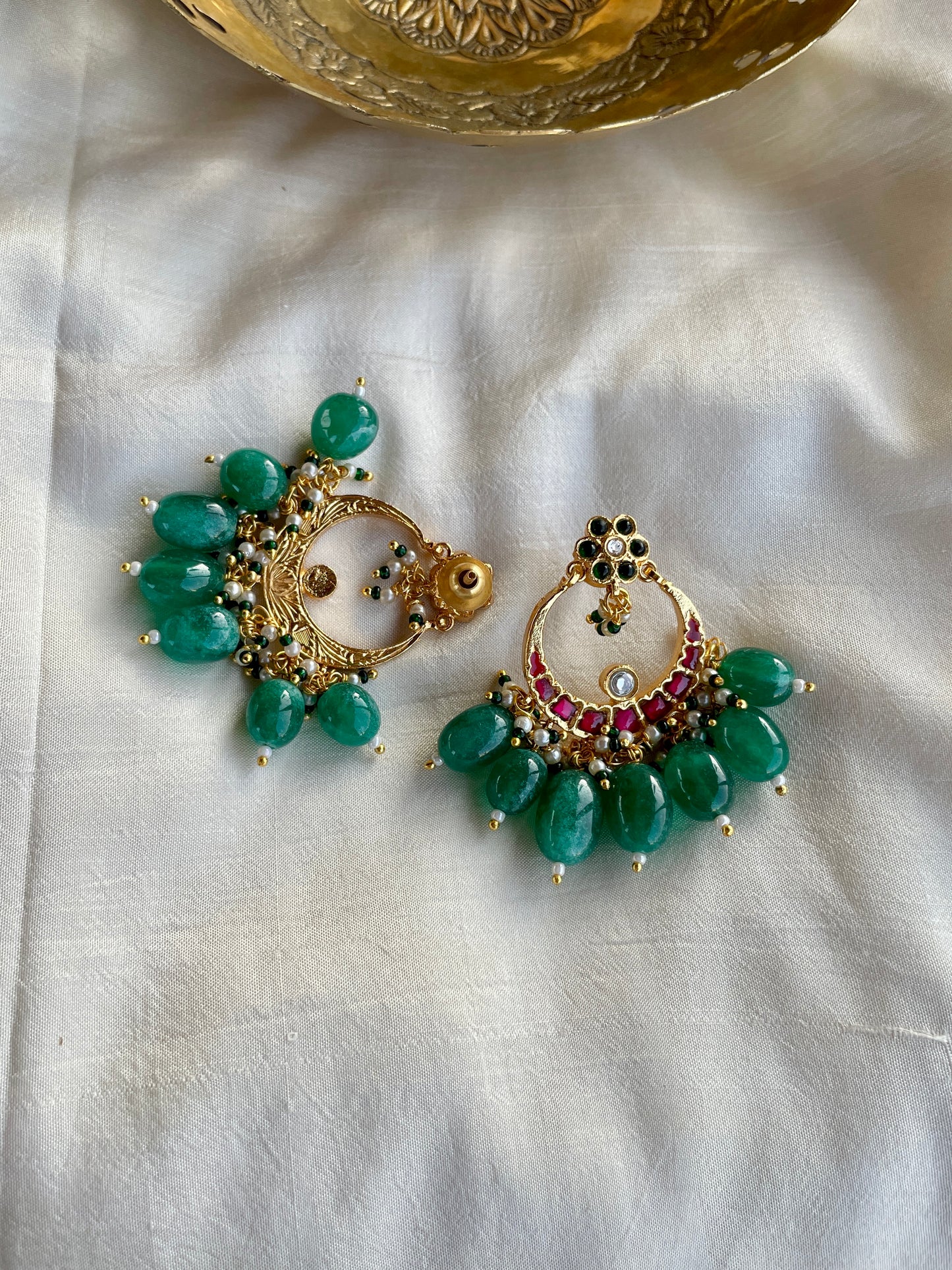 GAYITHRI GREEN CHANDBALI EARRING