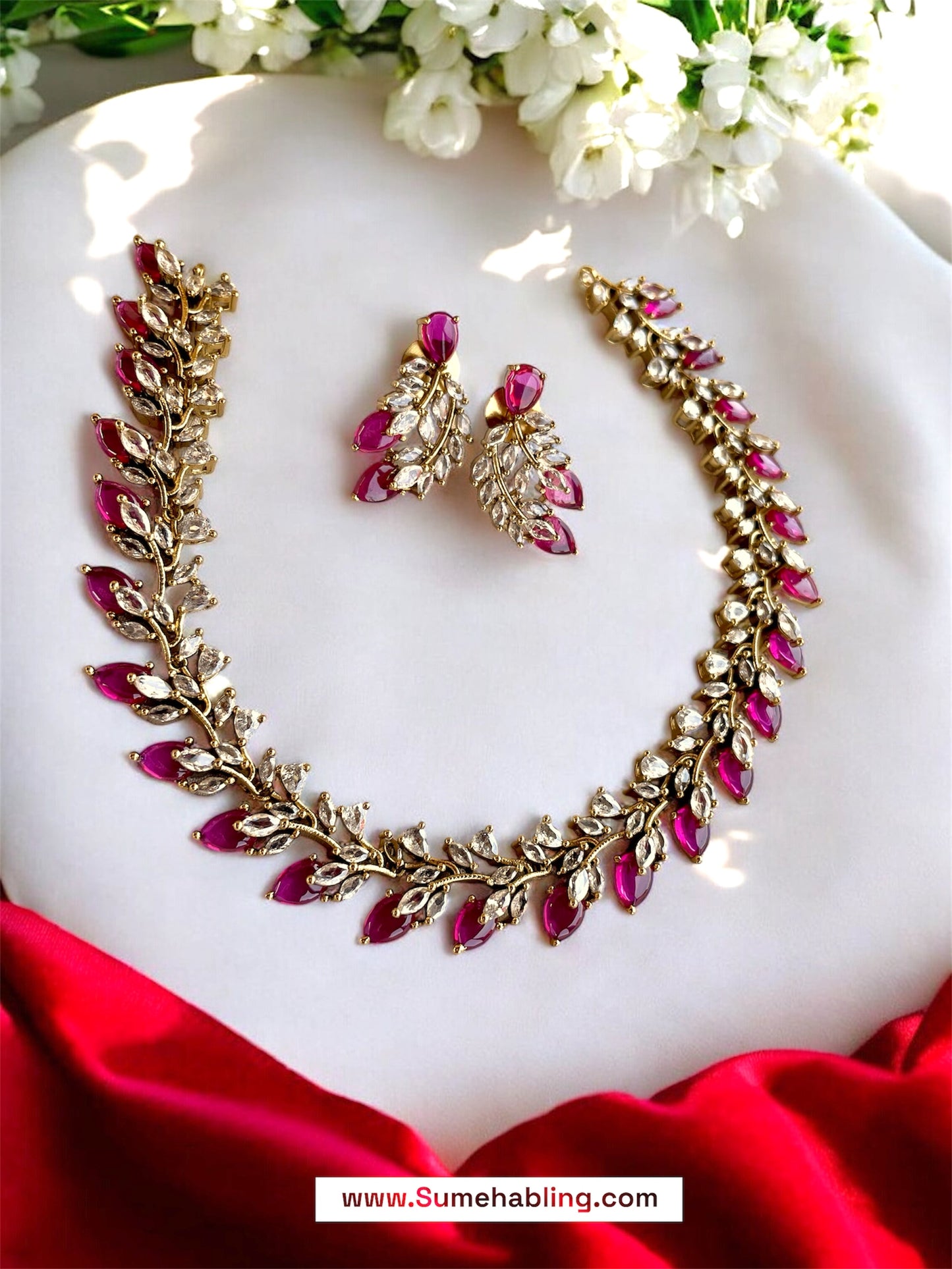 PINK SARIKA VICTORIAN NECKLACE SET