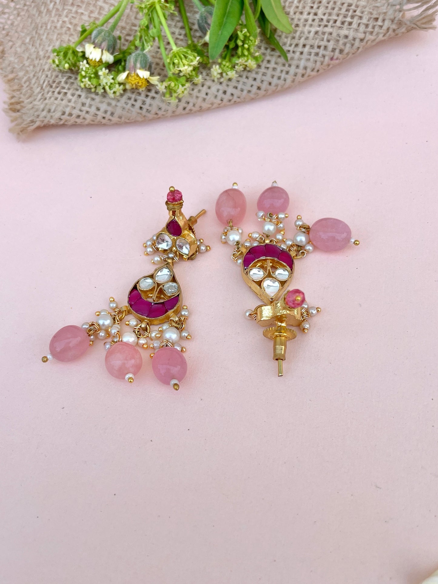 AARADHYA PINK COLLAR NECKLACE SET