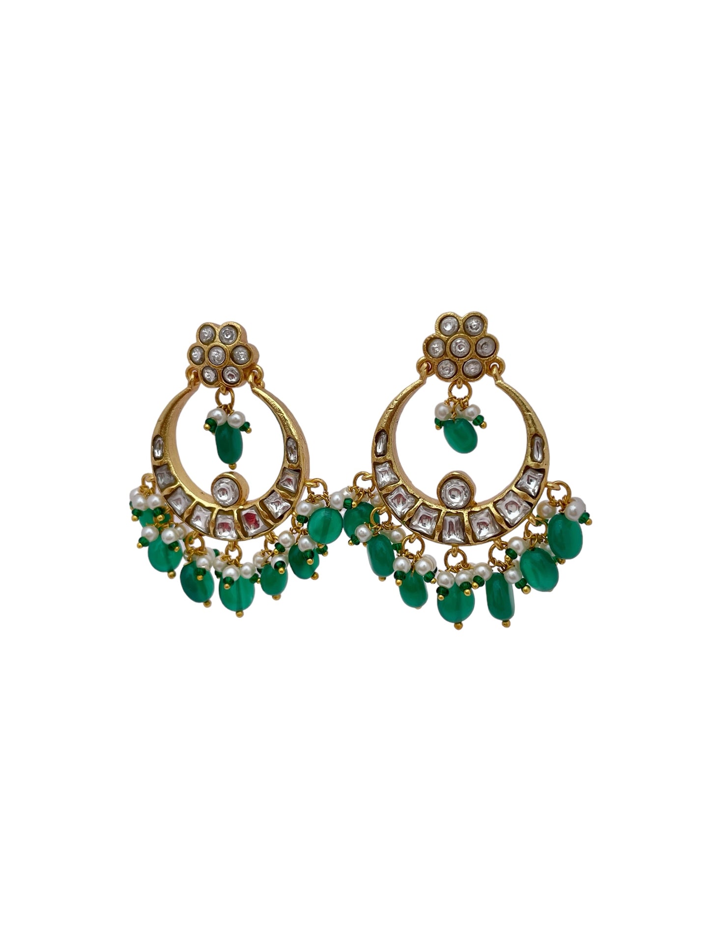 GAYITHRI WHITE JADAU CHANDBALI EARRING