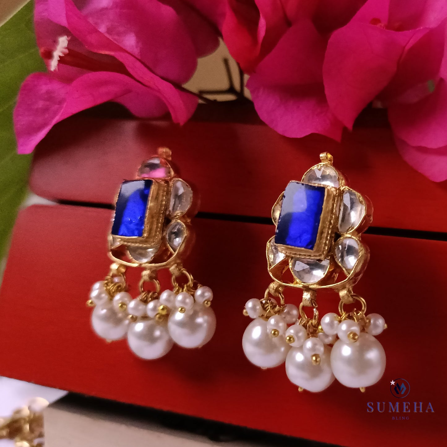 SPURTHI BLUE CHOKER NECKLACE SET