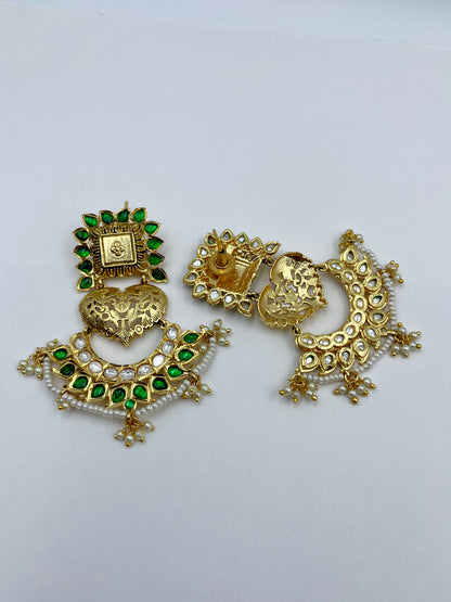 RIMI GREEN POLKI EARRING