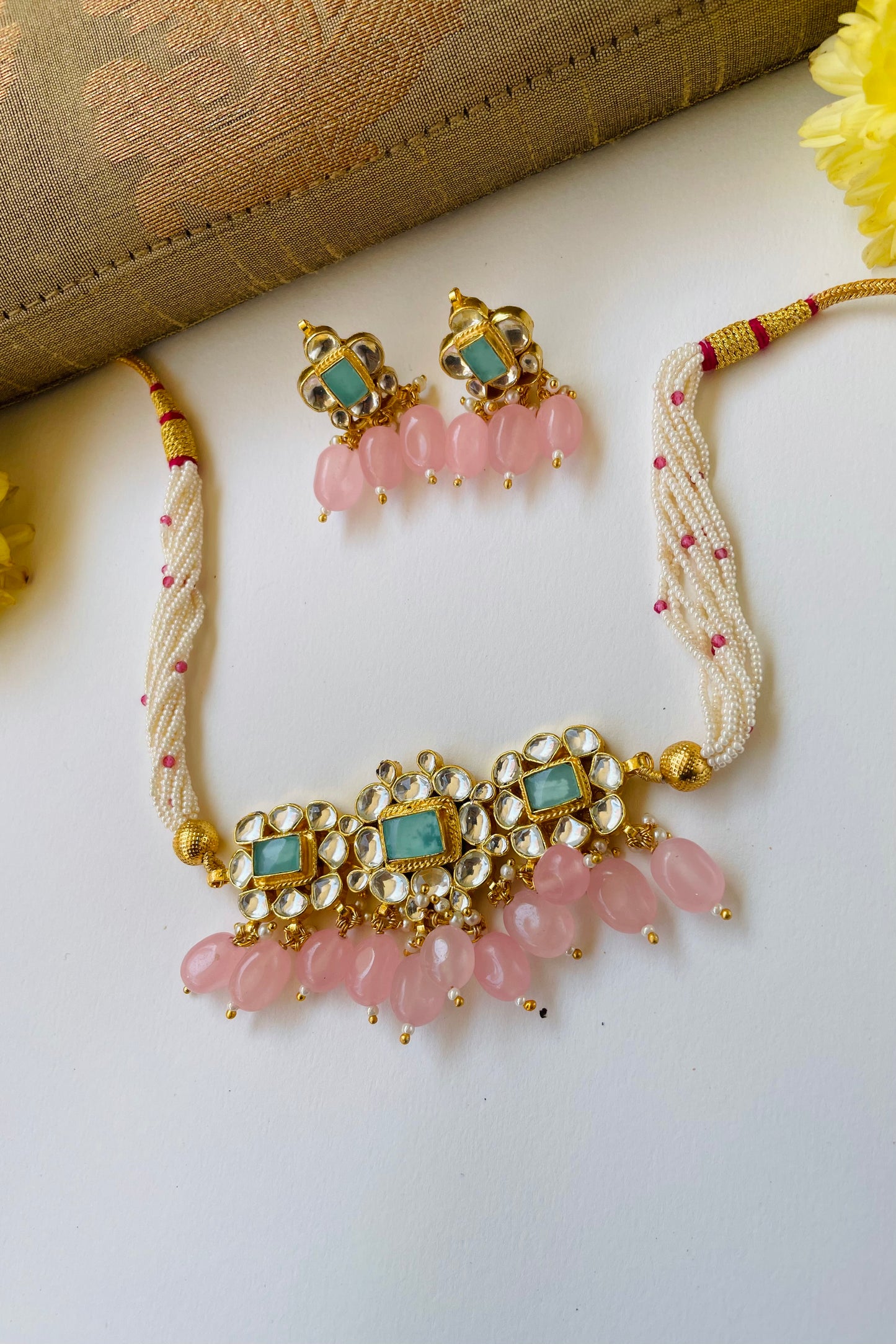 Spurthi Baby Pink Choker Set