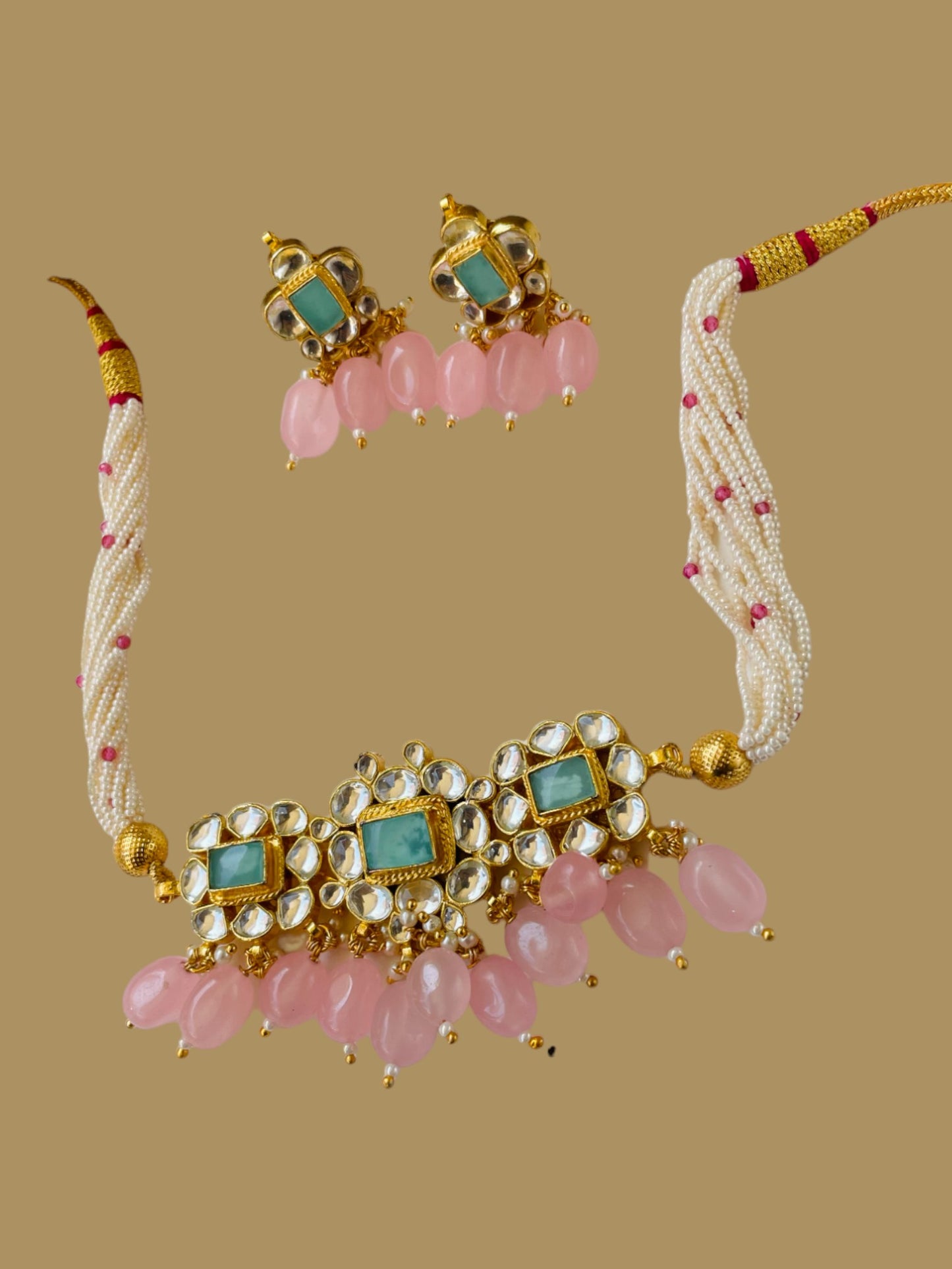 Spurthi Baby Pink Choker Set - Main Image