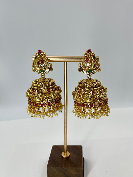 Paridi Green jhumki Earrings