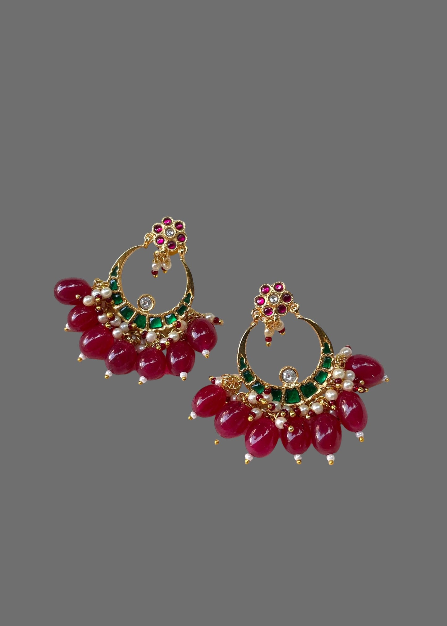 Gayithri Red Chandbali Earrings