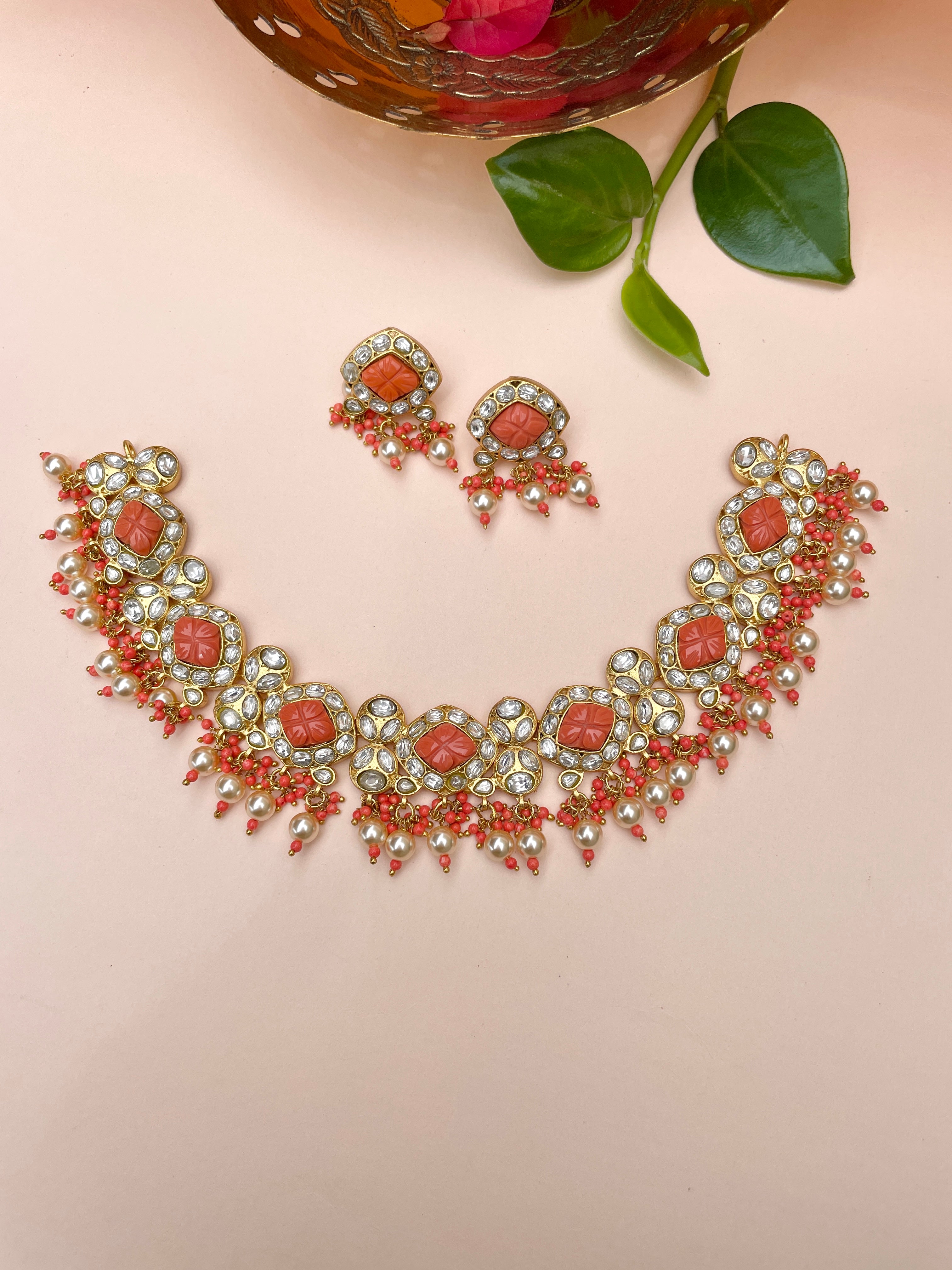 Ranjini Coral Necklace Set SumehaBling
