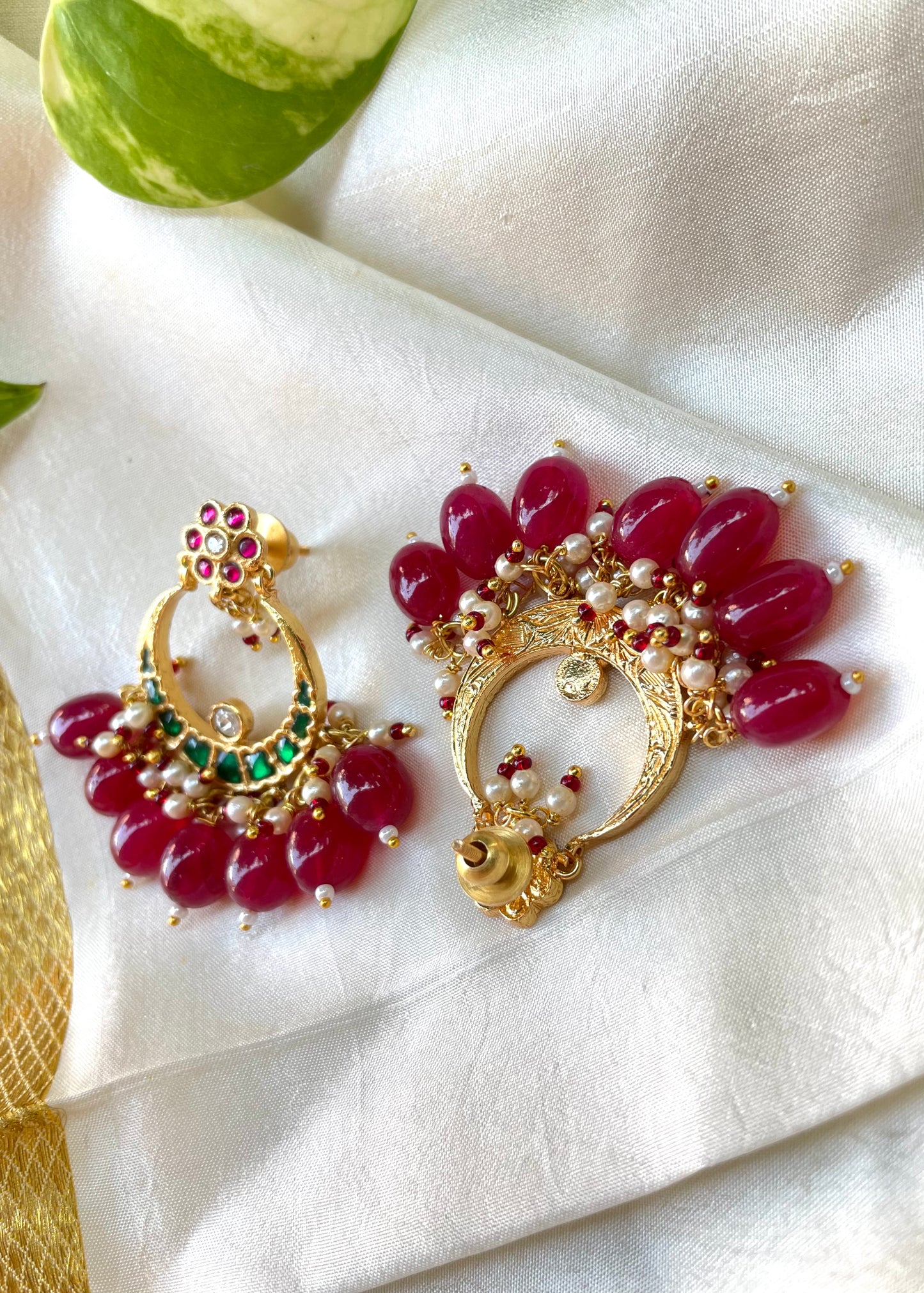 Gayithri Red Chandbali Earrings