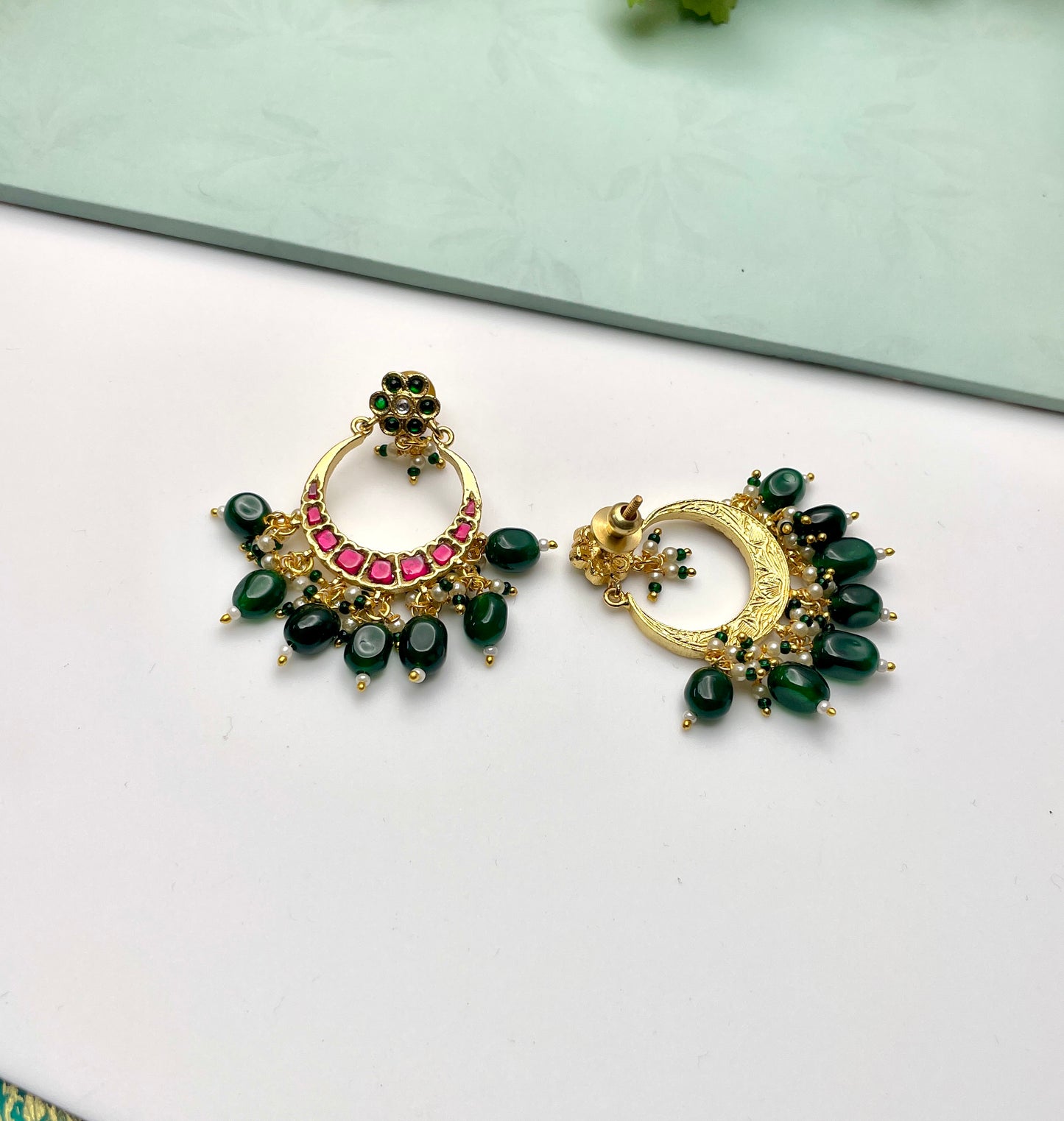 GAYITHRI GREEN CHANDBALI EARRING