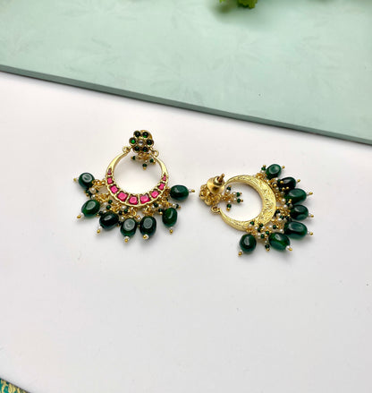 GAYITHRI GREEN CHANDBALI EARRING