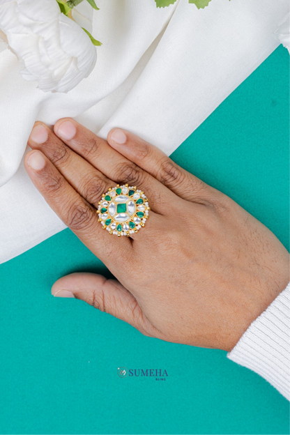 Roja Green Adjustable Ring