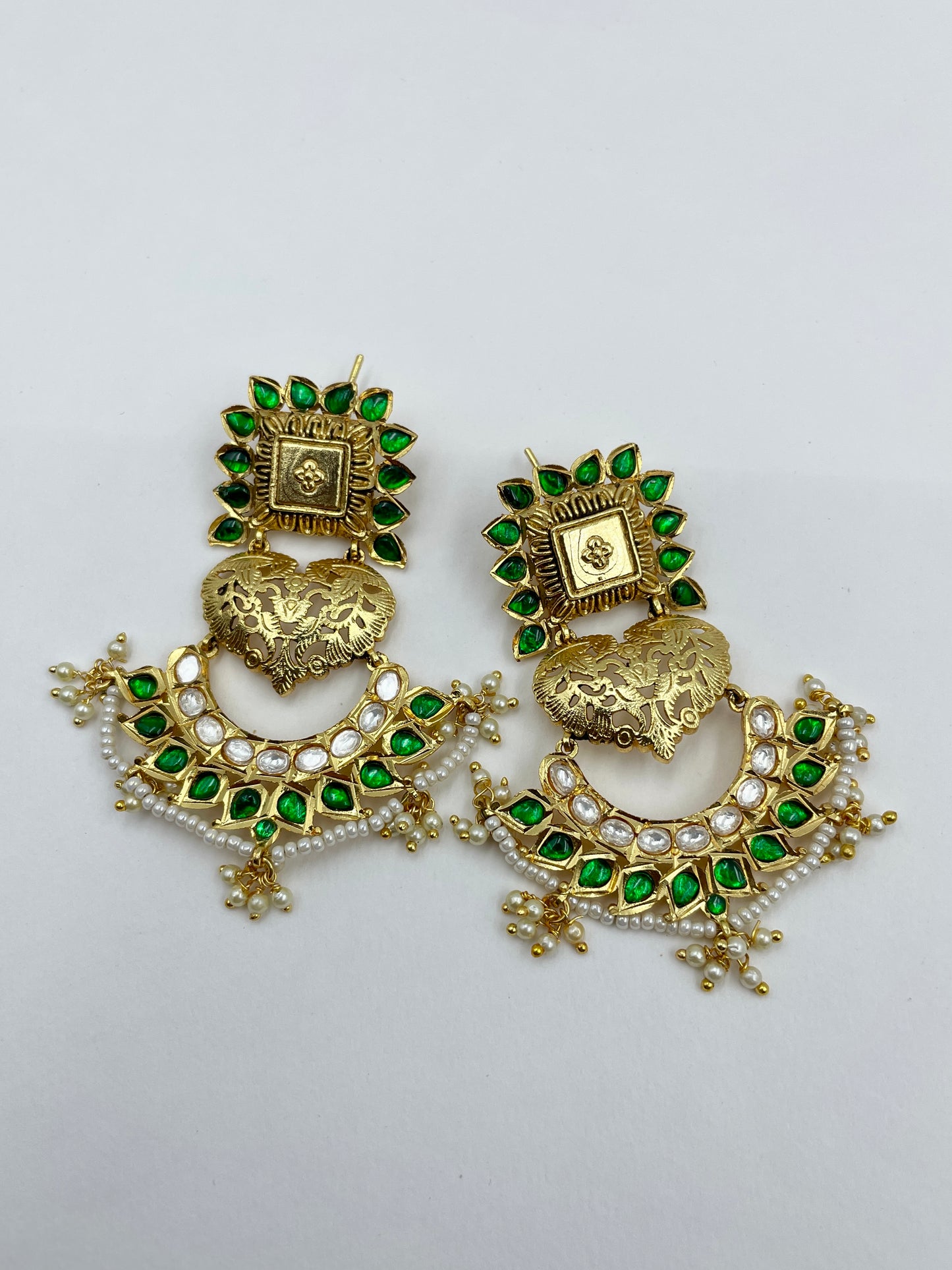 RIMI GREEN POLKI EARRING