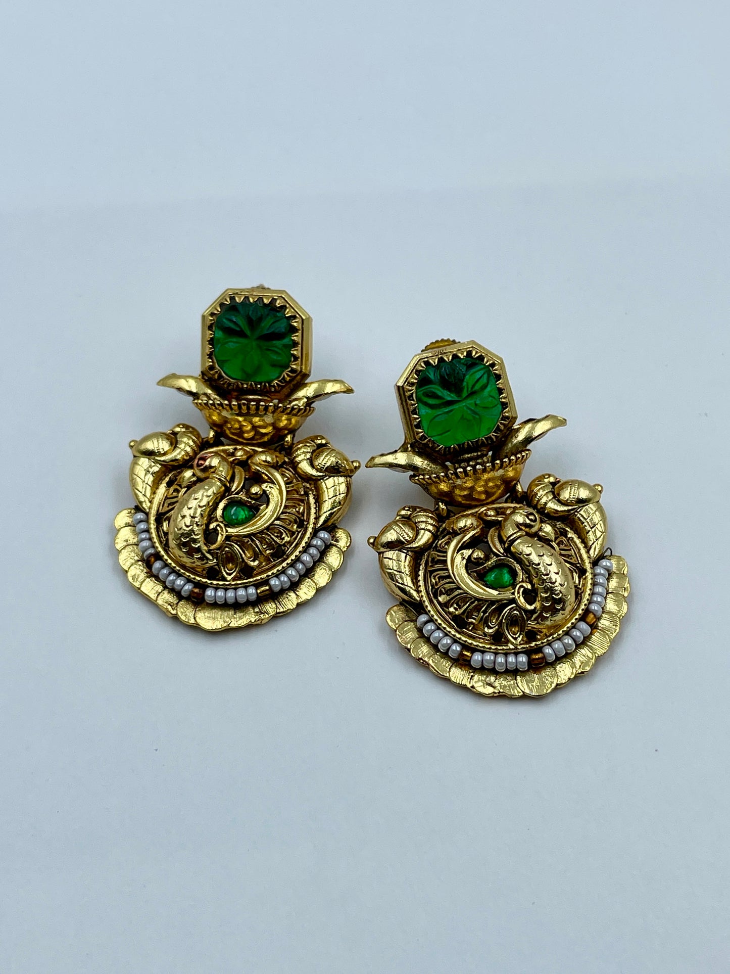 DUVA GREEN POLKI EARRING