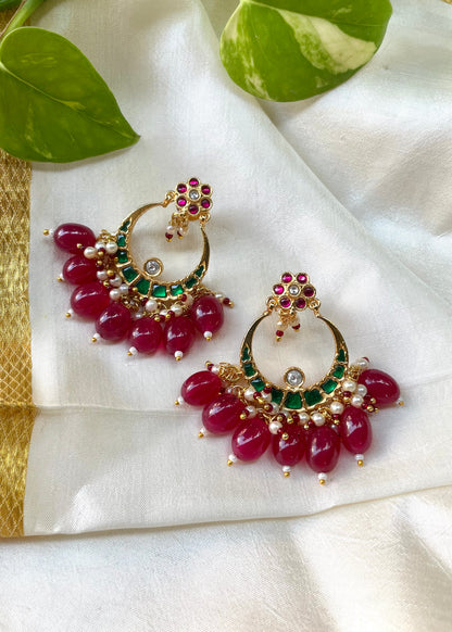 Gayithri Red Chandbali Earrings