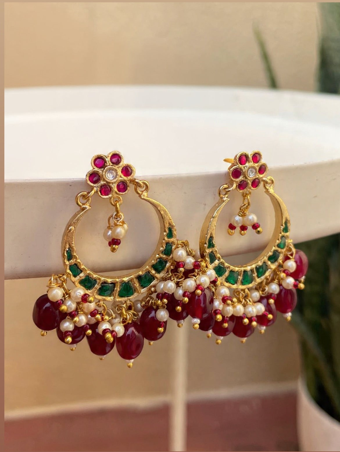 GAYITHRI RED CHANDBALI EARRINGS