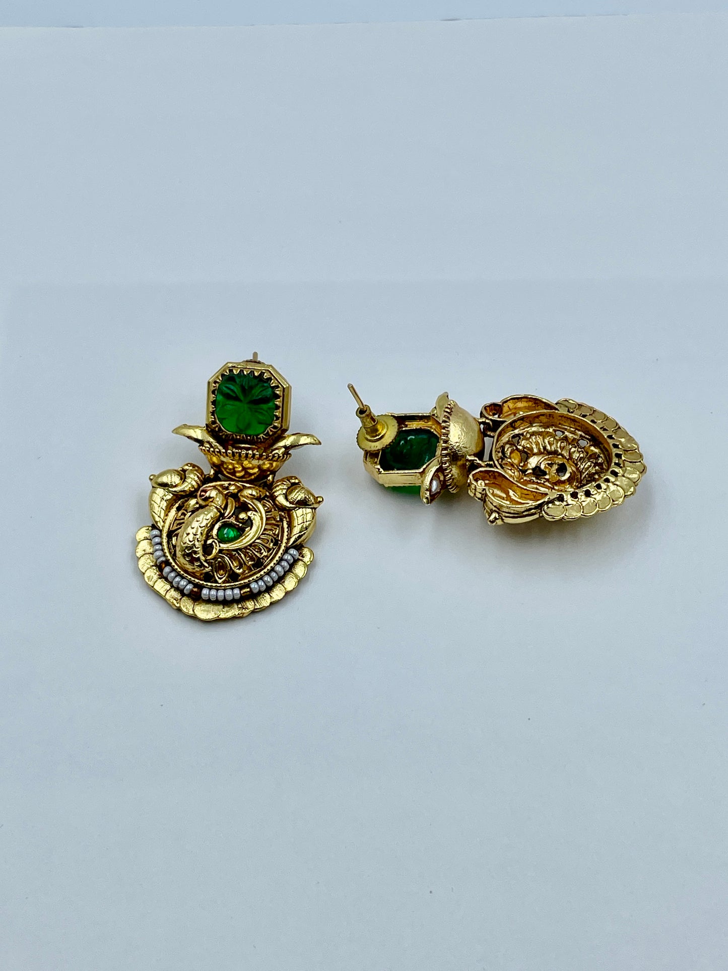 DUVA GREEN POLKI EARRING