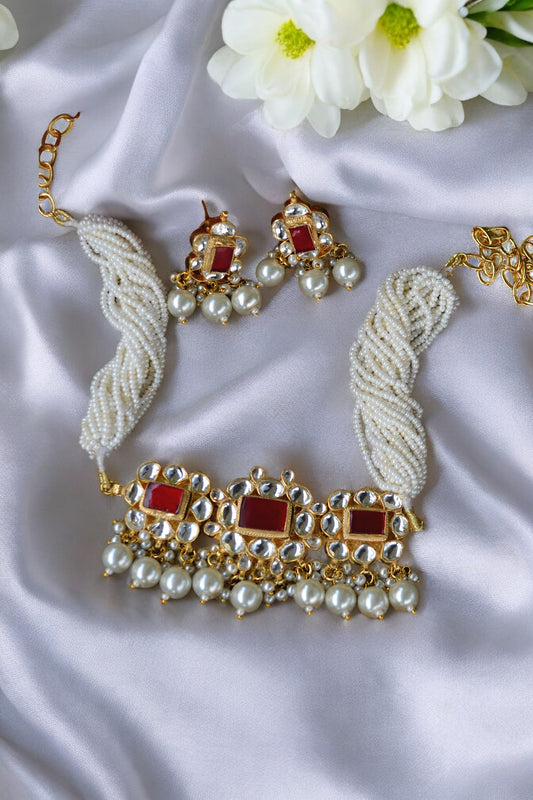 Spurthi Red Choker Set