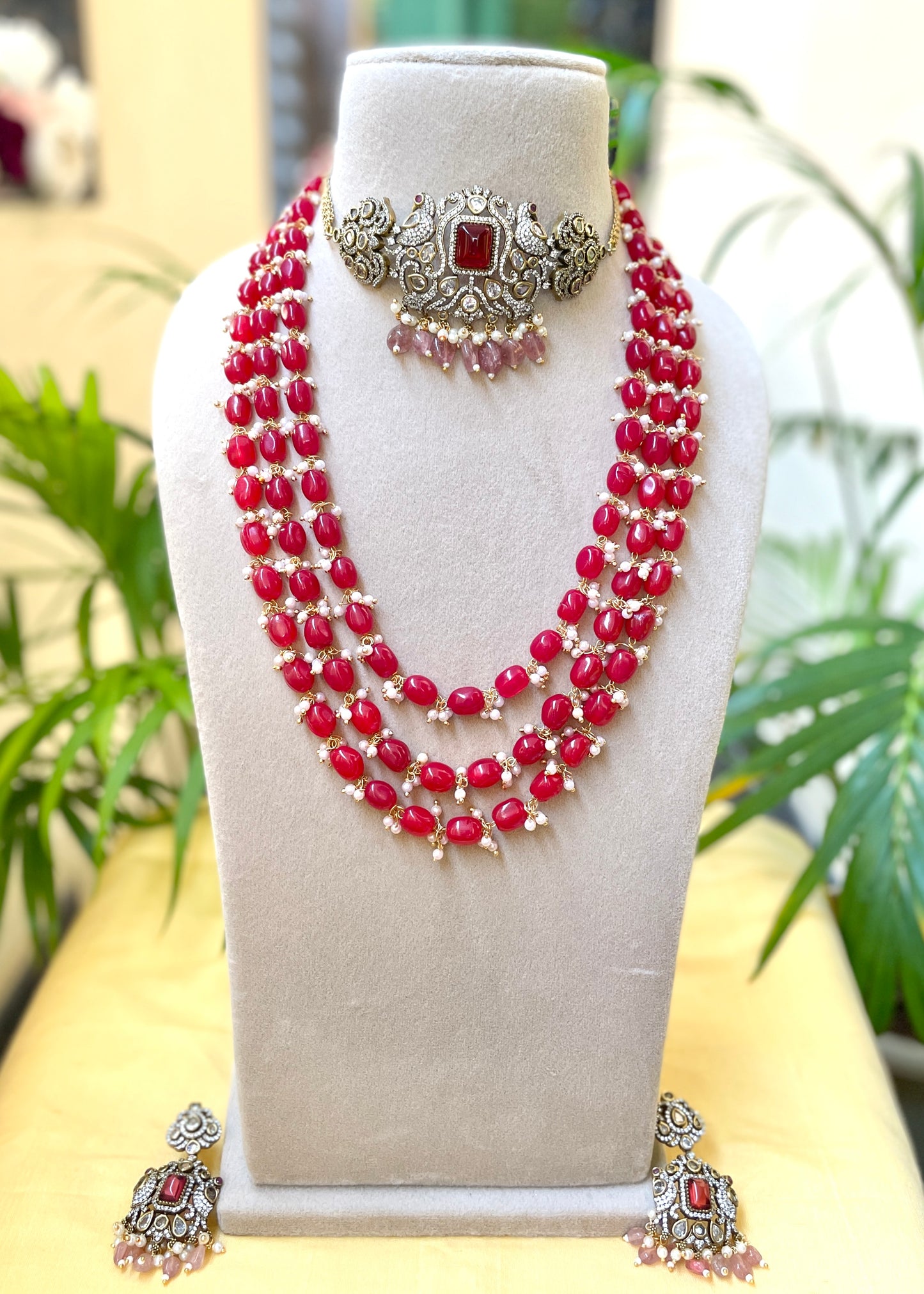 Red Bridal Necklace Sets