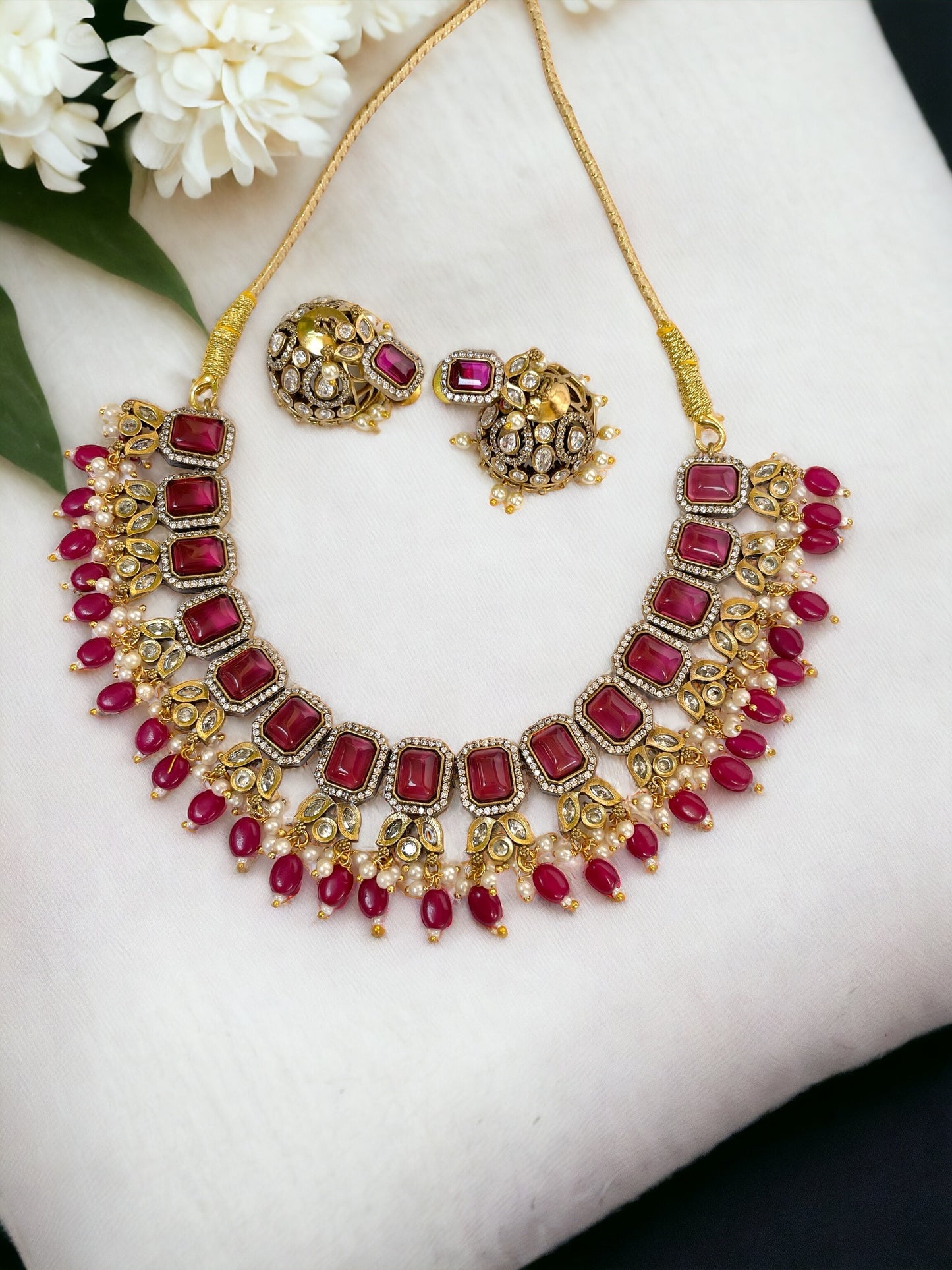 Adira Pink Victorian Necklace set