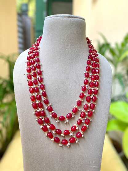 Smitha Red 3 Layer Necklace