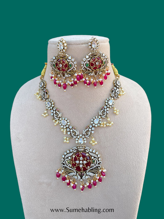 Rajani RED Victorian Necklace Set