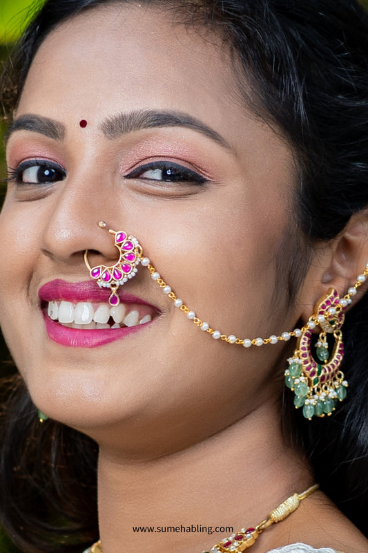 Aarohi Pink Nose Pin