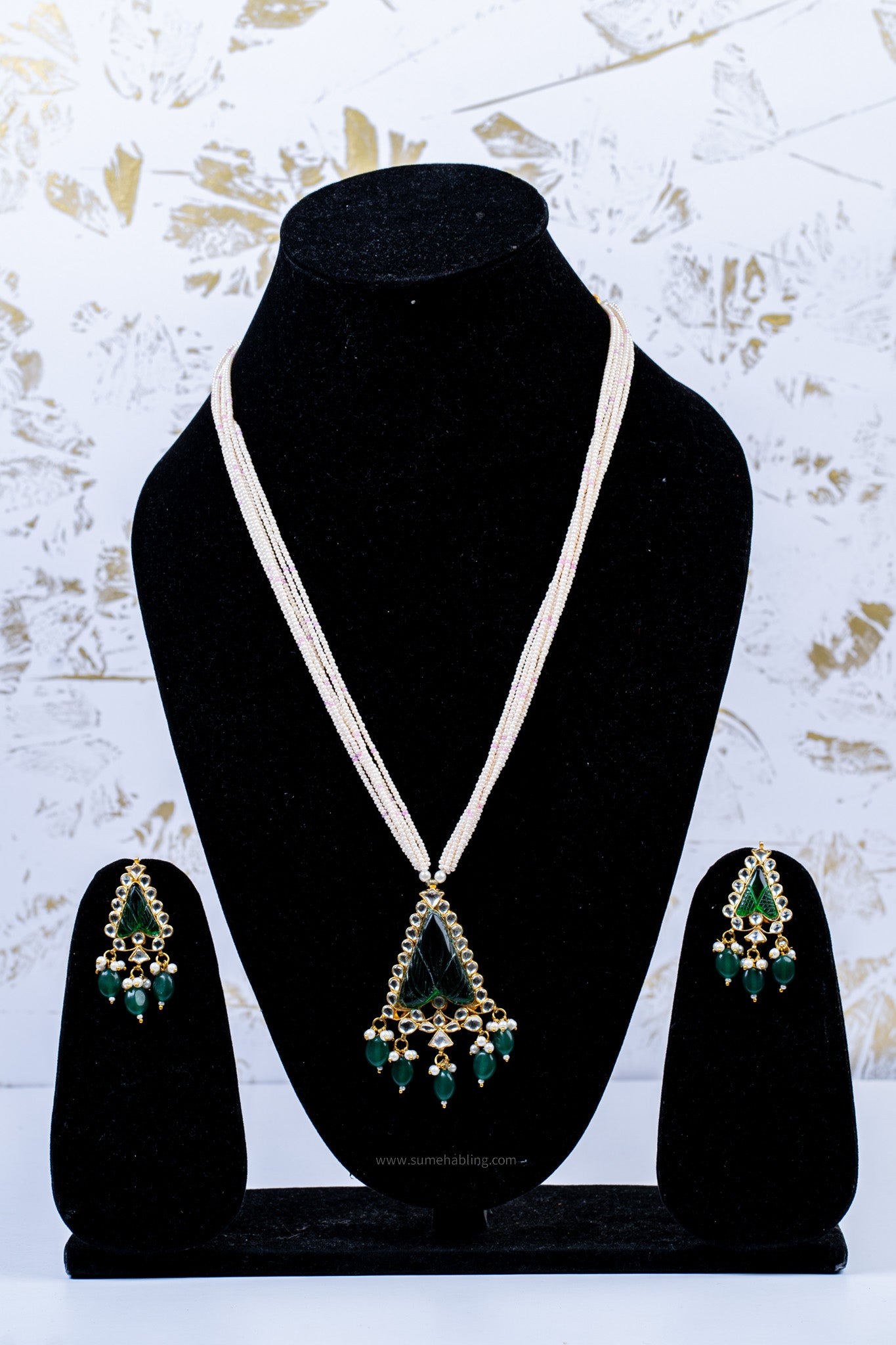 Shivangi Green Long Necklace Set