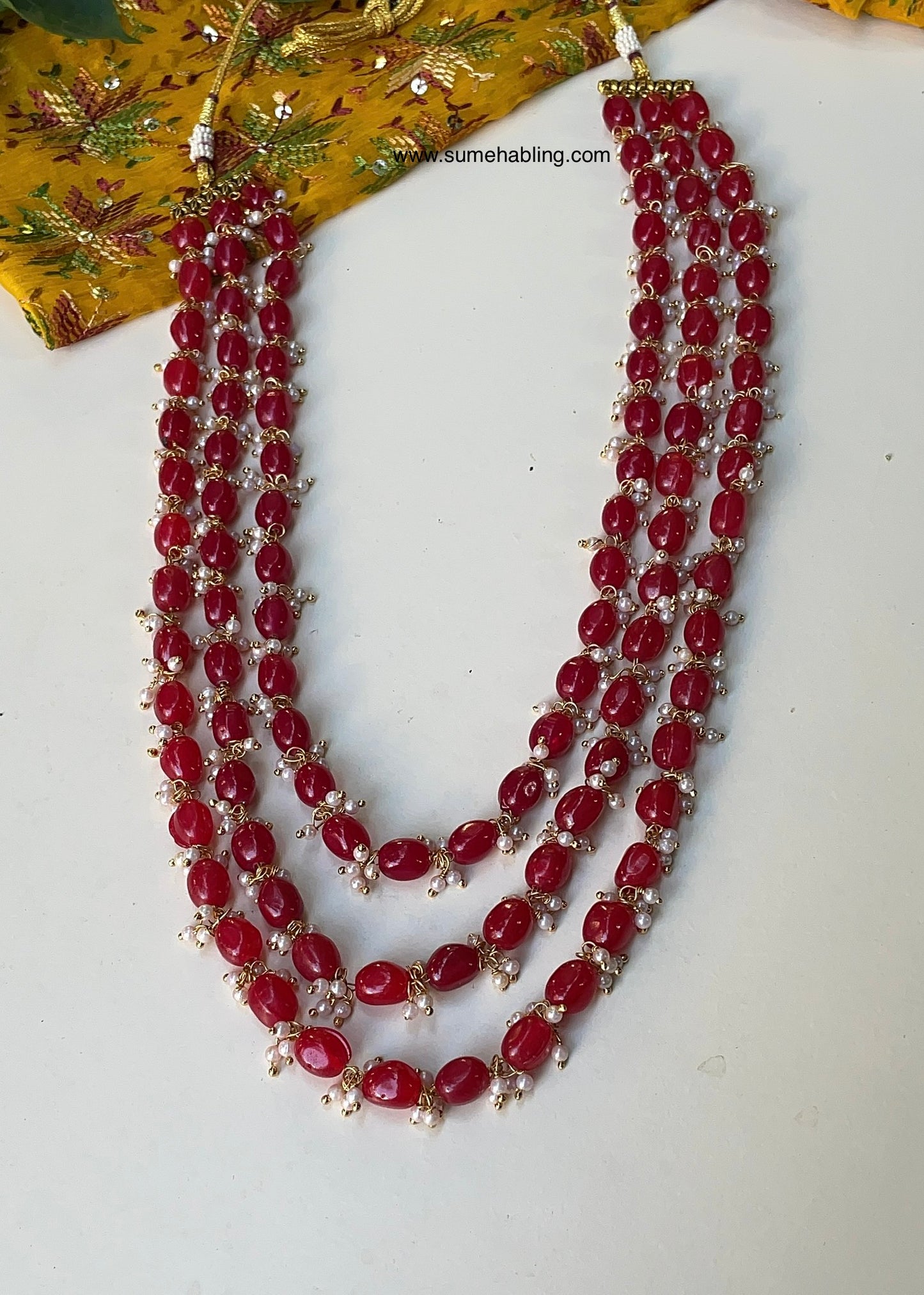 Smitha Red 3 Layer Necklace