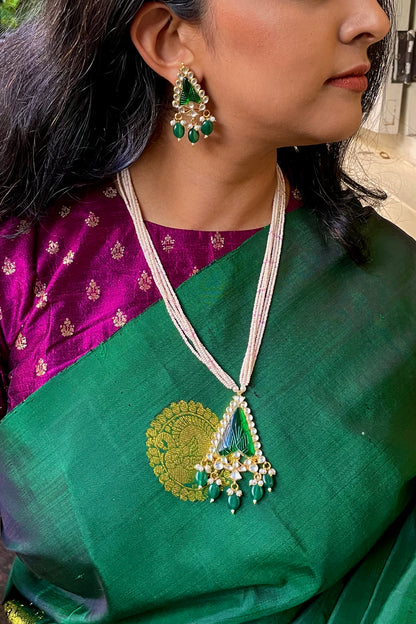 Shivangi Green Long Necklace Set