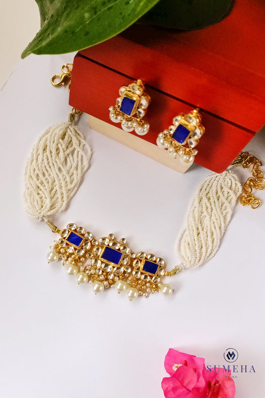 Spurthi Blue Choker Set