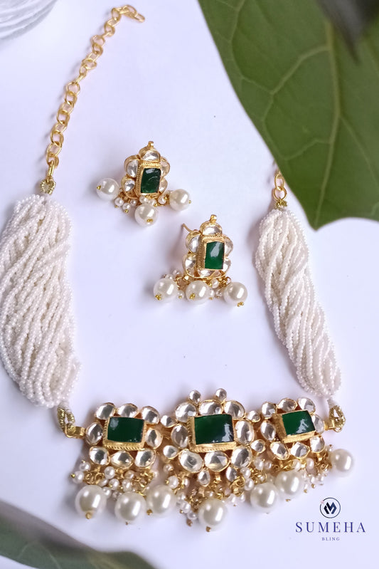 Spurthi Green Choker Set