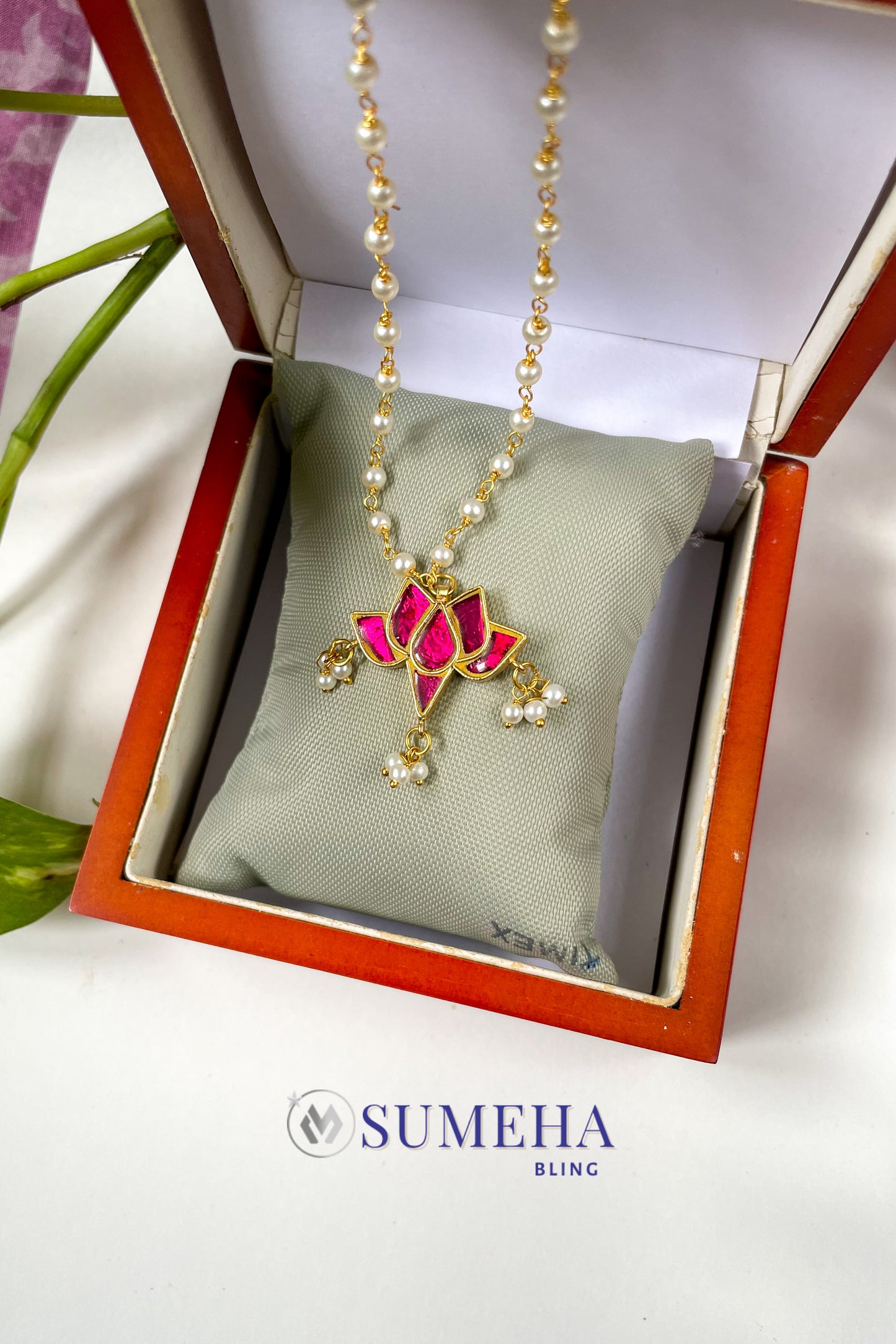 Padma Pink Pendent Necklace